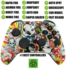 Sticker Bomb Silent Modz Rapid Fire Modded Controller for Xbox Series X S