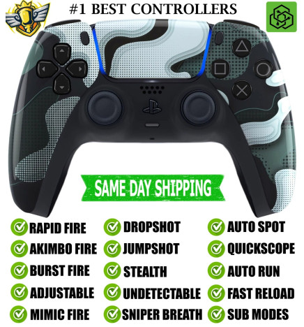 White Camo Silent Modz New Rapid Fire Mod Wireless Modded Controller for PS5