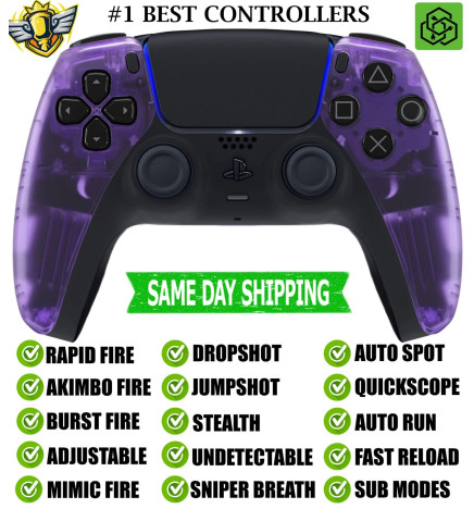 Clear Purple Silent Modz New Rapid Fire Mod Wireless Modded Controller for PS5