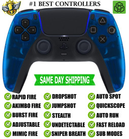 Clear Blue Silent Modz New Rapid Fire Mod Wireless Modded Controller for PS5