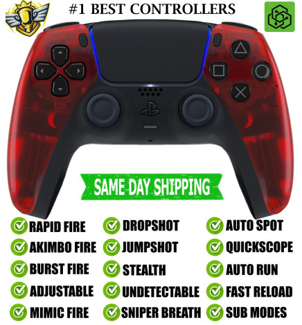 Clear Red Silent Modz New Rapid Fire Mod Wireless Modded Controller for PS5