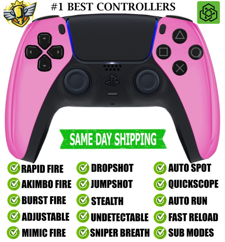 Pink Chrome Silent Modz New Rapid Fire Best Wireless Modded Controller for PS5