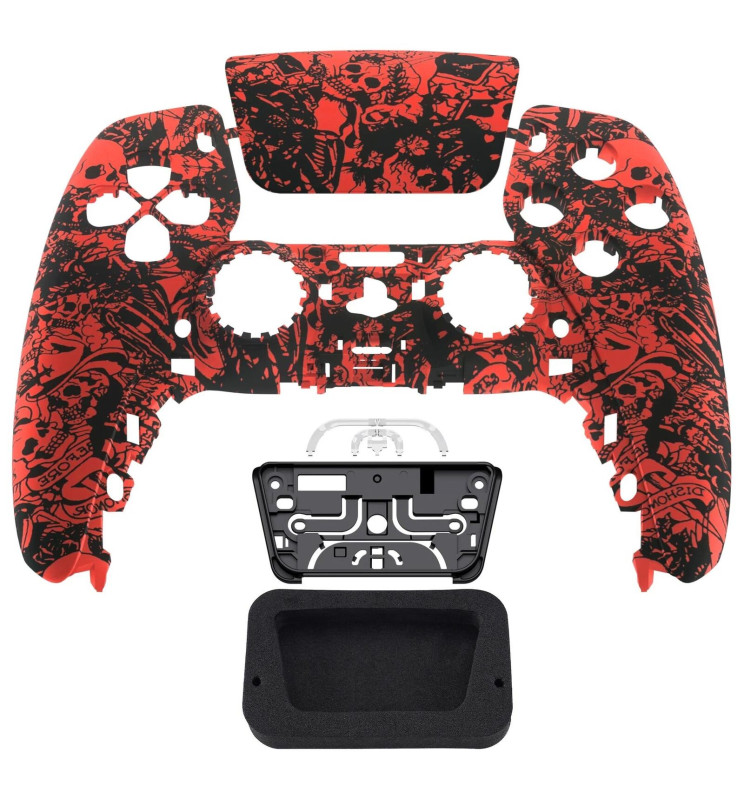Soft Touch Crazy Red Skull Faceplate Shell for PlayStation 5 for PS5 Controller