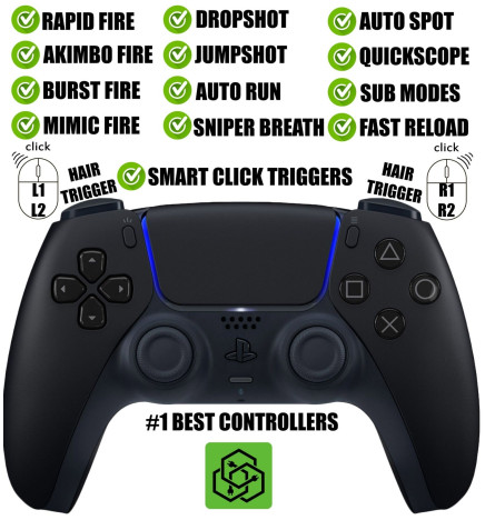 Black Pro Competition Smart Click Hair Triggers Best Modded Controller for PS5