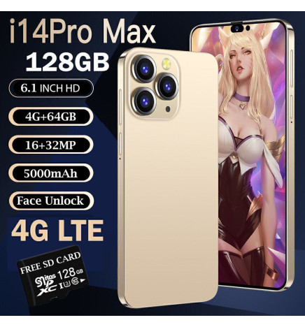 New i14 Pro Max 6.1" Android Smartphone 128GB 4G GSM Global Unlocked Cell Phone