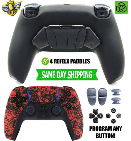 Red Skulls Pro 4 Competition Reflex Paddles Silent Modz Controller for PS5 OEM