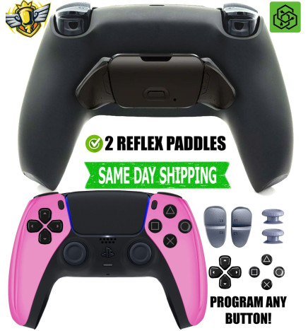 Pink Chrome Pro Two Competition Reflex Paddle Silent Modz Controller for PS5 OEM