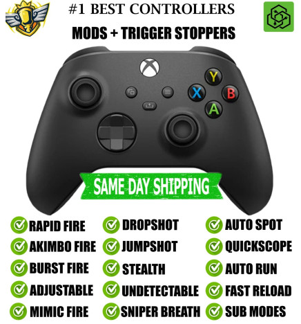 MODS + TRIGGER STOPPERS Black Rapid Fire Modded Controller for Xbox Series X S