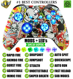 MODS + LEDs Sticker Bomb Rapid Fire Modded Controller for Xbox Series X S