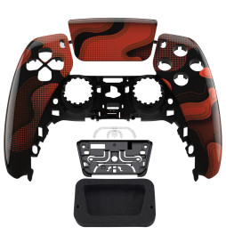 Glossy Red Black Camo Faceplate Shell Case compatible with PS5 Controller