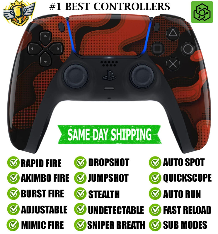 Red Black Camo Silent Modz Rapid Fire Mod Wireless Modded Controller for PS5