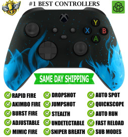 Blue Flames Silent Modz Rapid Fire Modded Controller for Xbox Series X/S One PC