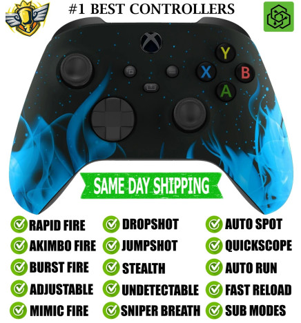 Blue Flames Silent Modz Rapid Fire Modded Controller for Xbox Series X/S One PC
