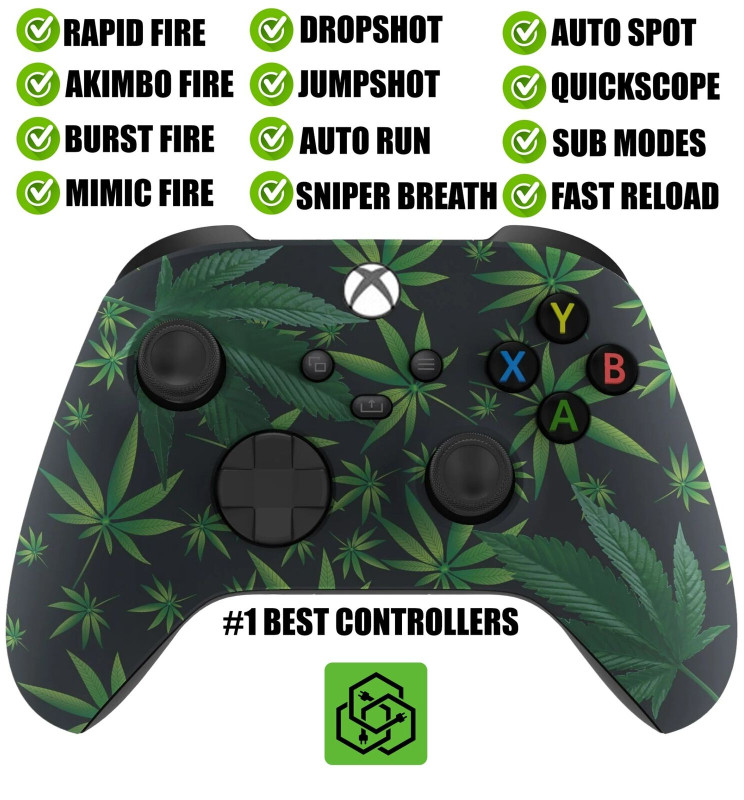 Weed Leaf Rapid Fire Modded Controller Silent Modz for Xbox Series X S
