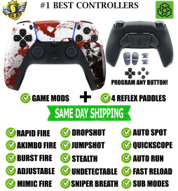 Blood Zombie Pro V4 Modded + 4 Paddles Silent Modz Wireless Controller for PS5