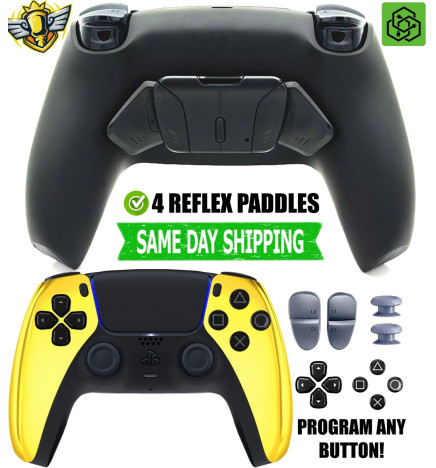 Gold Chrome Pro 4 Competition Reflex Paddles Silent Modz Controller for PS5 OEM