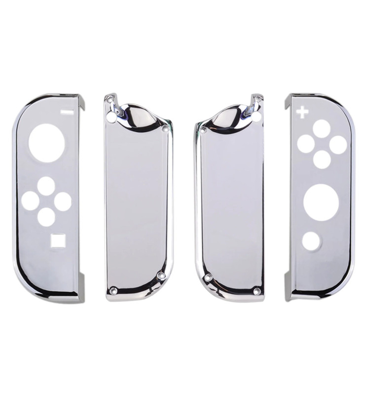Glossy Shine Silver Chrome Front + Back Shells for Nintendo Switch Joycon & OLED