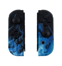 Soft Touch Blue Flames Front + Back Shells for Nintendo Switch Joycon & OLED
