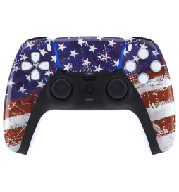 Glossy USA Flag Faceplate Front Shell Case compatible with PS5 Controller