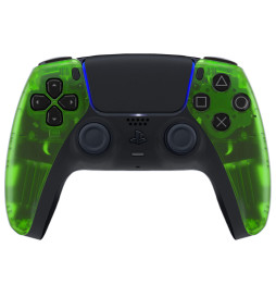 Clear Green Pro V4 Modded + 4 Paddles Silent Modz Wireless Controller for PS5
