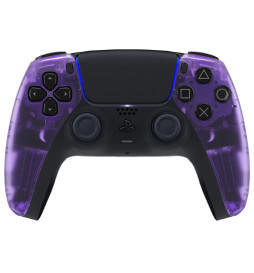 Clear Purple Pro V4 Modded + 4 Paddles Silent Modz Wireless Controller for PS5