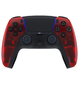 Clear Red Pro V4 Modded + 4 Paddles Silent Modz Wireless Controller for PS5