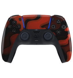 Red Digital Camo Pro V4 Modded+4 Paddles Silent Modz Wireless Controller for PS5