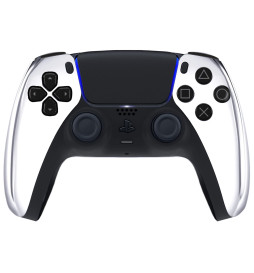 Silver Chrome Pro V4 Modded+4 Paddles Silent Modz Wireless Controller for PS5