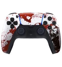 Red Zombie Click Triggers + V4 Modded + 4 Paddles Silent Modz Controller for PS5
