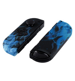 Soft Touch Blue Flames Front + Back Shells for Nintendo Switch Joycon & OLED
