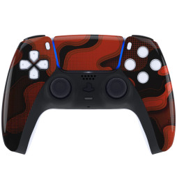 Glossy Red Black Camo Faceplate Shell Case compatible with PS5 Controller