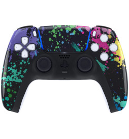 Glossy Watercolor Splash Front Shell Case compatible with PS5 Controller