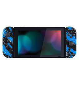 Soft Touch Blue Splash Front + Back Shells for Nintendo Switch Joycon & OLED