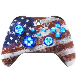 USA Flag Silent Modz LED Controller Trigger Stop Grips for Xbox Series XS One PC
