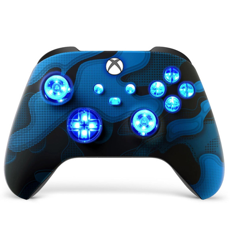 Blue Camo Silent Modz LED Controller Trigger Stop Grips for Xbox Series XS One