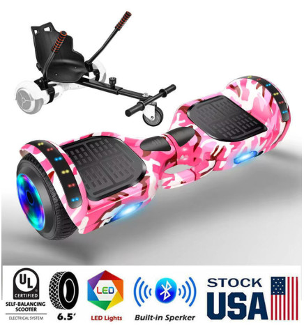 Pink Camo Electric Hover Go Kart Self Balancing Scooter Board 6.5" Kids UL2272