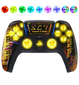 Cyber Yellow Silent Modz LED Light Up Buttons Wireless Custom Controller for PS5