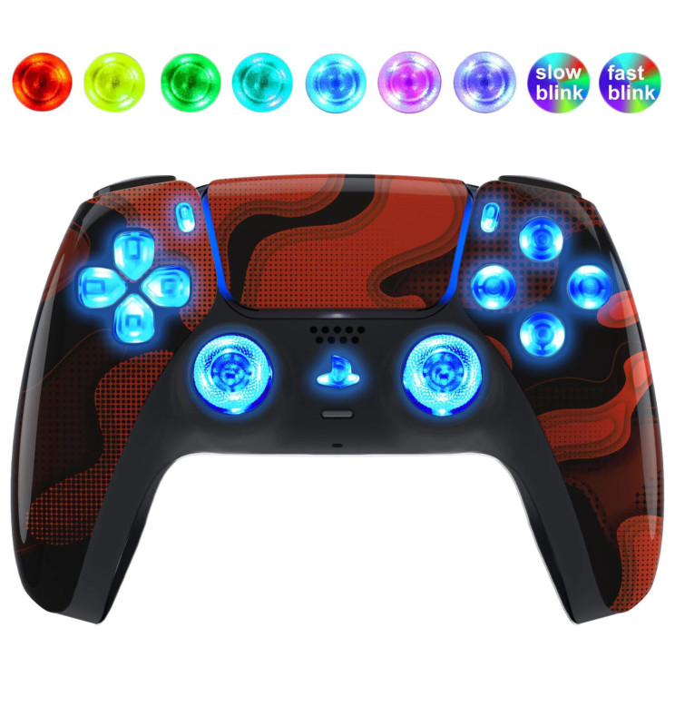 Red Digital Silent Modz LED Light-Up Buttons Wireless Custom Controller for PS5