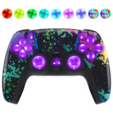 Water Color Silent Modz LED Light Up Buttons Wireless Custom Controller for PS5