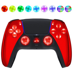 Red Chrome Silent Modz LED Light-Up Buttons Wireless Custom Controller for PS5