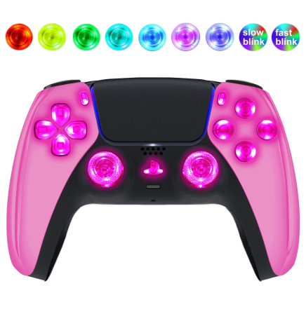 Pink Chrome Silent Modz LED Light Up Buttons Wireless Custom Controller for PS5
