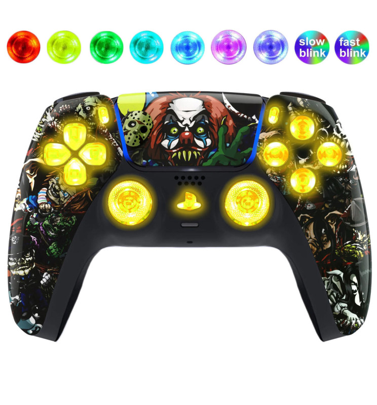 Scary Party Silent Modz LED Light Up Button Wireless Custom Controller for PS5