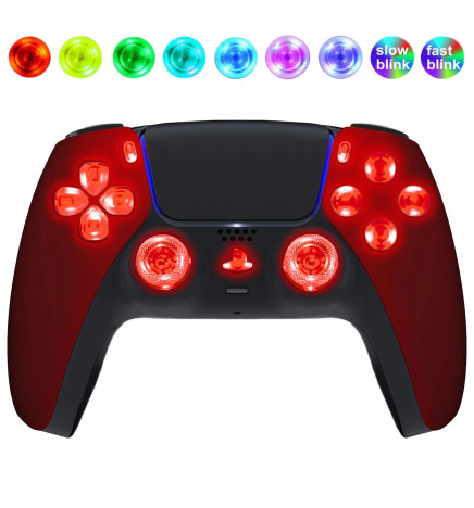 Soft Red Silent Modz LED Light Up Buttons Wireless Custom Controller for PS5