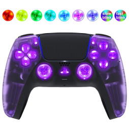Purple Clear Silent Modz LED Light Up Buttons Wireless Custom Controller for PS5