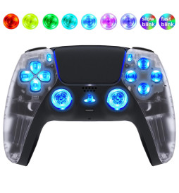 Clear Crystal Silent Modz LED Light Up Button Wireless Custom Controller for PS5