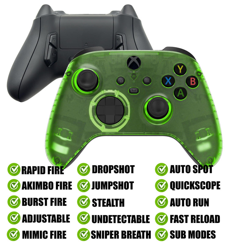 Clear Green Modded Reflex Buttons Rapid Fire Mod Controller for Xbox Series X S