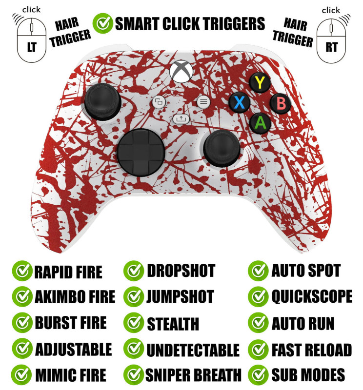 Blood Sacrifice Silent Modz Smart Click Triggers Modded Controller for Xbox & PC