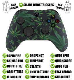 Weed Leaf Silent Modz Smart Click Triggers Modded Controller for Xbox & PC