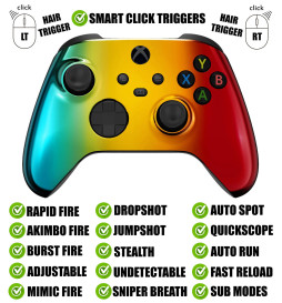 Chrome Gradient Silent Modz Smart Click Triggers Modded Controller for Xbox & PC