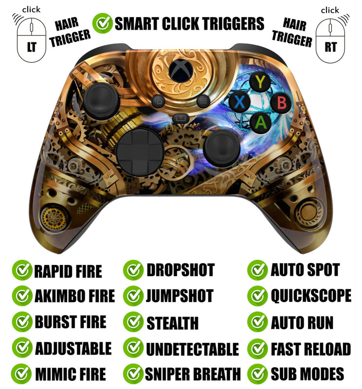 Steam Punk Silent Modz Smart Click Triggers Modded Controller for Xbox & PC